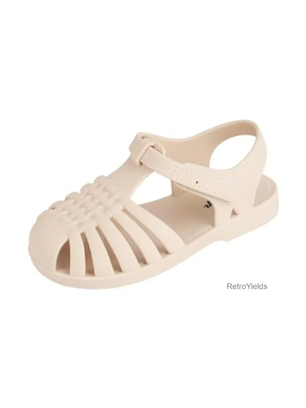 Kids Soft Jelly Sandals Closed-Toe Anti-Slip Recycled Hook-and-Loop Summer Beach